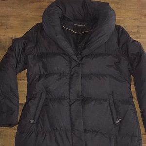 Via Spiga Black Down Puffer Coat w/ Large Collar